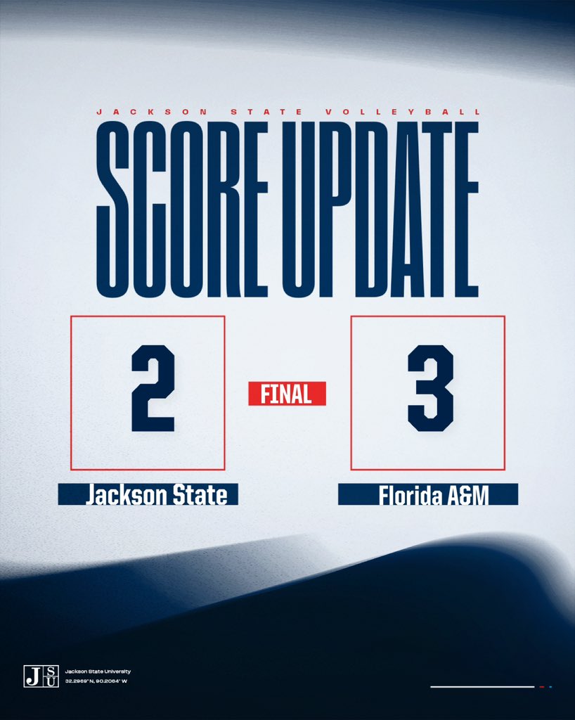 A hard fought effort by the Tigers, but they come up just short of FAMU. Up next, JSU closes out the regular season at B-CU Sunday🏐

#TheeILove | #GoJSUTigersVB🐅