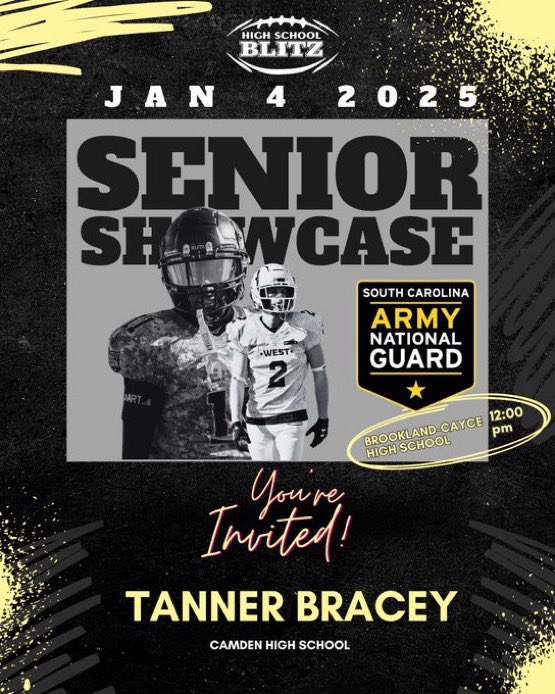 bracey_tanner's tweet photo. Blessed to receive an invitation to the HIGH SCHOOL BLITZ SENIOR BOWL SHOWCASE.  Thank you @HighSchoolBlitz for the invite https://t.co/Kf84S3DmVM