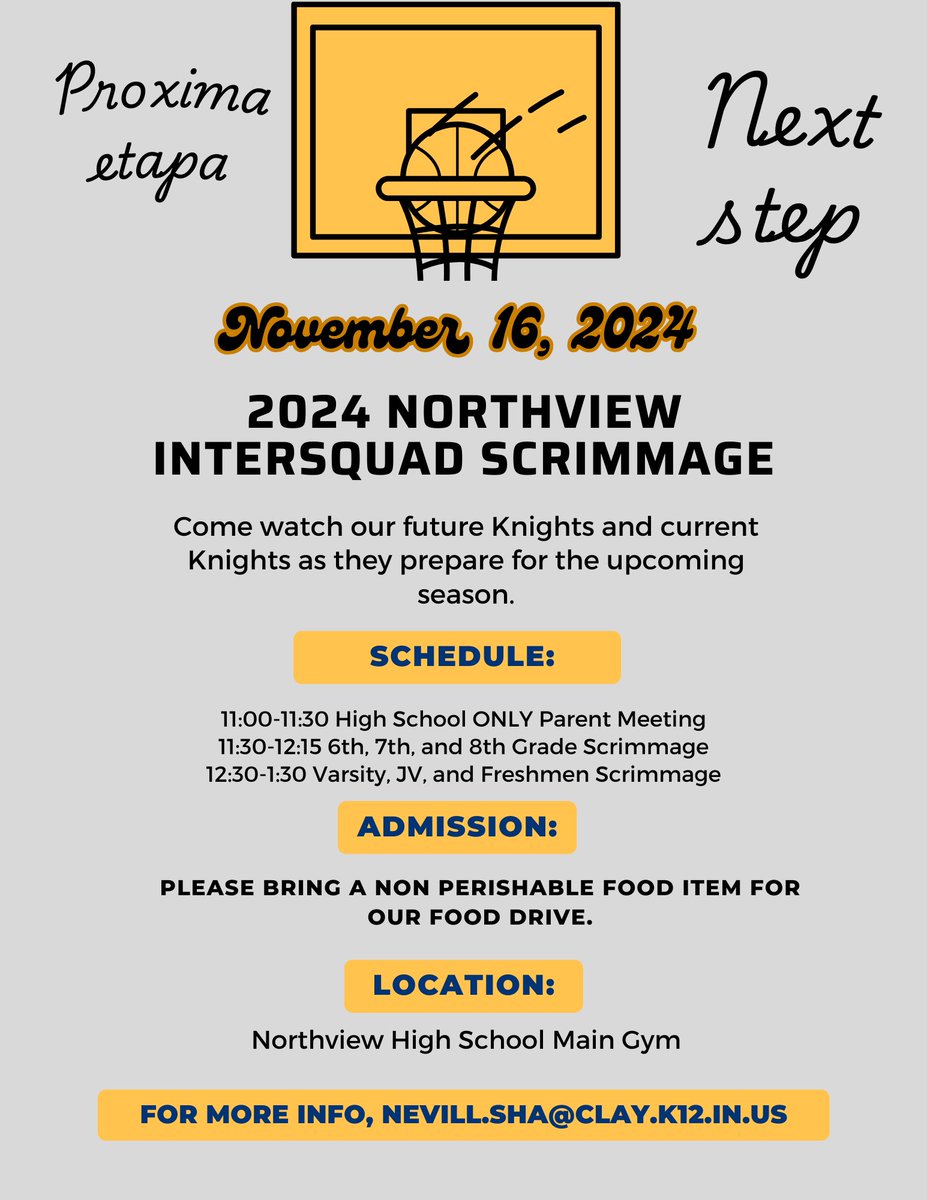 Excited for our scrimmage tomorrow! Bring your non-perishable food item and come see our knights and future knights! #proximaetapa but still gritty!!