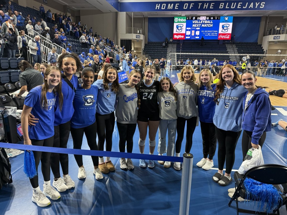 13GoldPremierVB's tweet photo. We had a great time cheering on Coach @Sydbreis4 and @CreightonVB Jays to a 3-0 win over Seton Hall! @Premier_VB #gocreighton https://t.co/CPiA3Bu5ke