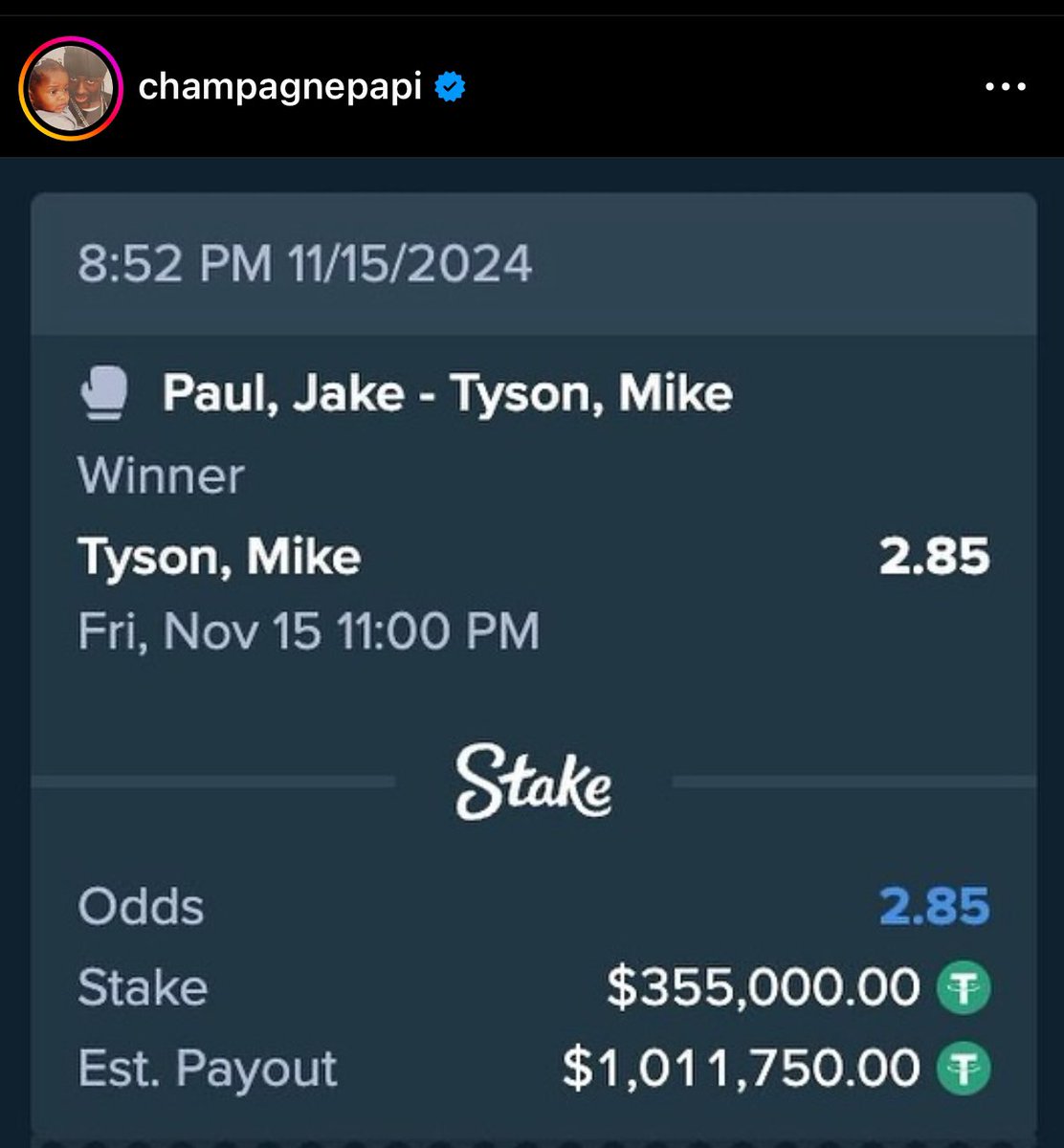 scubaryan_'s tweet image. Drake has bet $355K on Mike Tyson beating Jake Paul tonight 👀