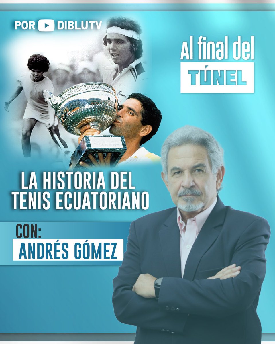 RadioDibluFM's tweet photo. 🔜 ¡VUELVE AL FINAL DEL TÚNEL!
No te pierdas un nuevo programa de #AFDT junto a un referente del tenis ecuatoriano: Andrés Gómez 🎾
¡Estreno! Mañana 12H00 por nuestro canal de YouTube Diblu TV 📺 https://t.co/cBmoPHsYXw
