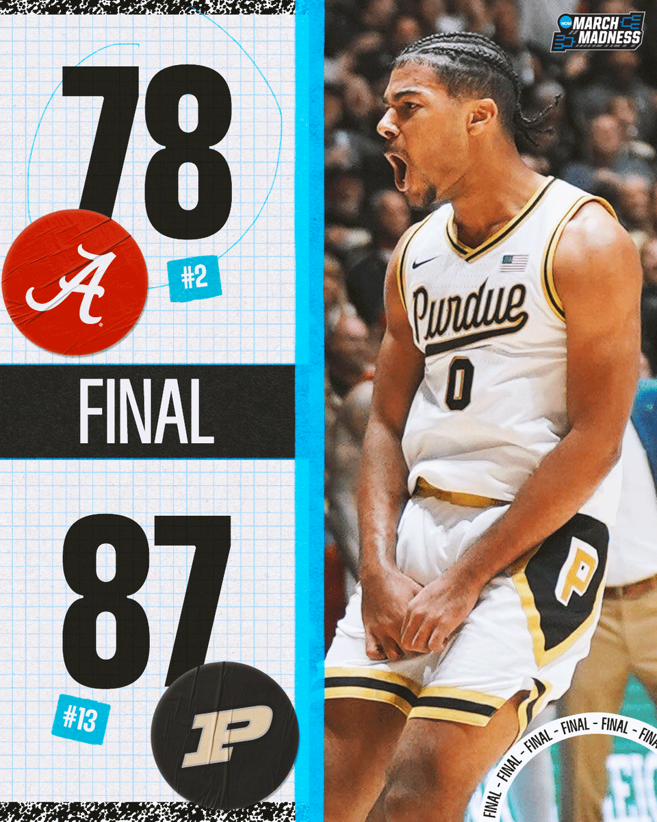 MarchMadnessMBB's tweet image. NO. 13 PURDUE GETS A HUGE WIN OVER NO. 2 ALABAMA 💪

The Boilermakers make an early-season STATEMENT at home 🚂