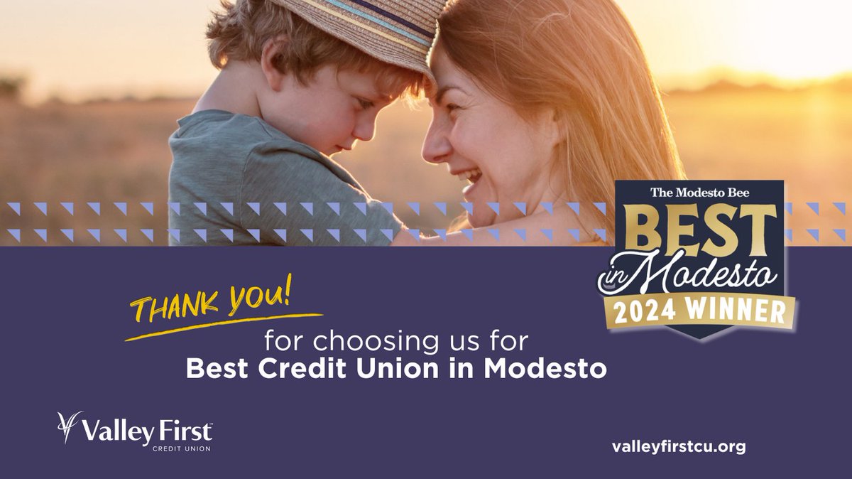 We’re honored to be recognized as the Best Credit Union in Modesto. A heartfelt thank-you to our members for trusting Valley First Credit Union with your financial journey and for making us part of your community. #ValleyFirstCreditUnion #BestInModesto