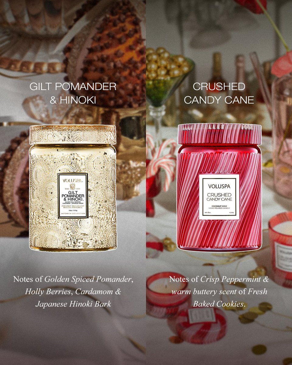 Decking the halls early this year? We want to know– Do you prefer the golden allure of Gilt Pomander &amp; Hinoki or the timeless classic Crushed Candy Cane?🎄✨

Shop the Holiday Collection: bit.ly/4hkcpuq