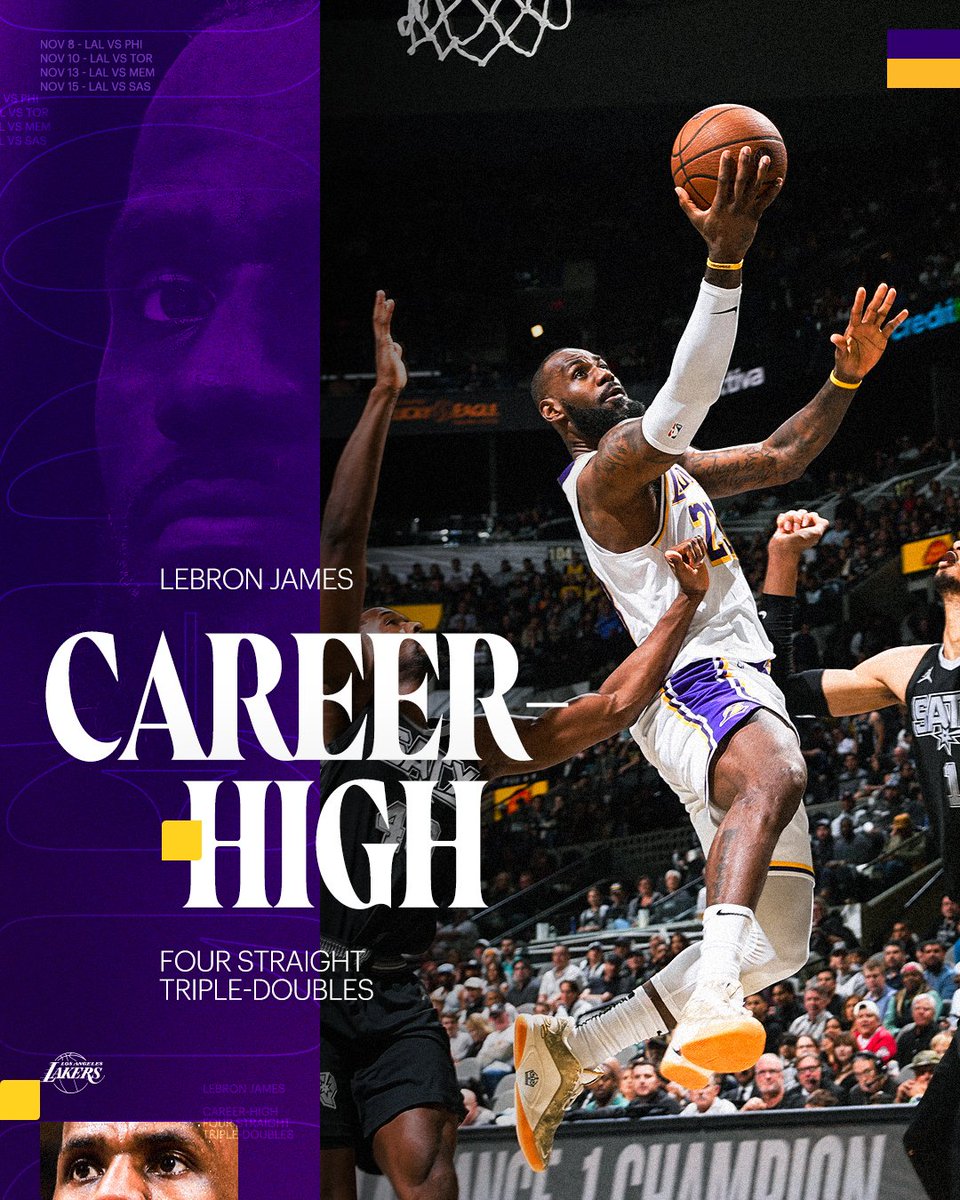 Career-high FOUR straight triple-doubles for the King.