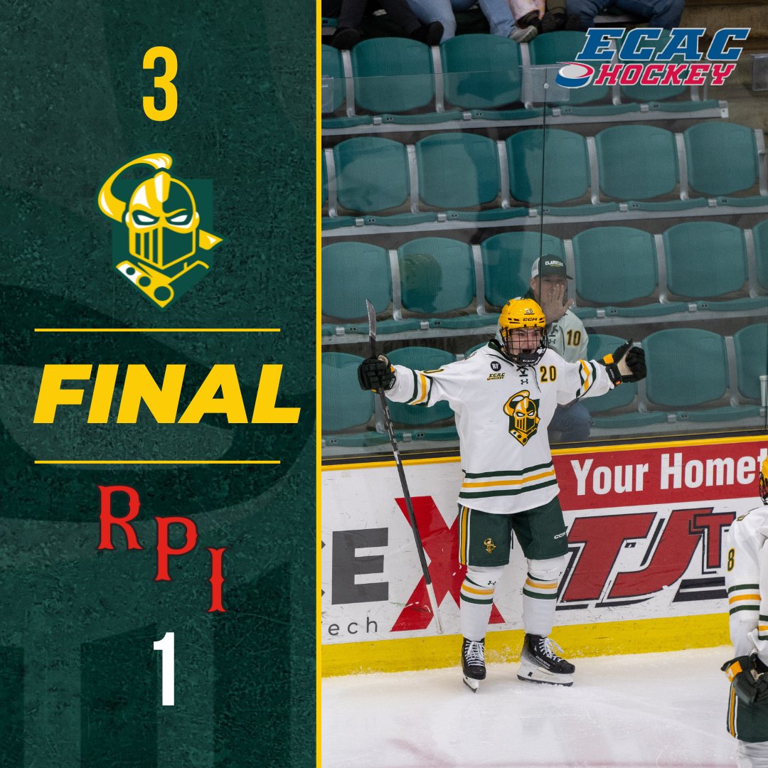 ClarksonMHockey's tweet photo. Golden Knights top RPI on the road to get their first conference win of the season! #letsgotech https://t.co/fvdAC5tiZQ