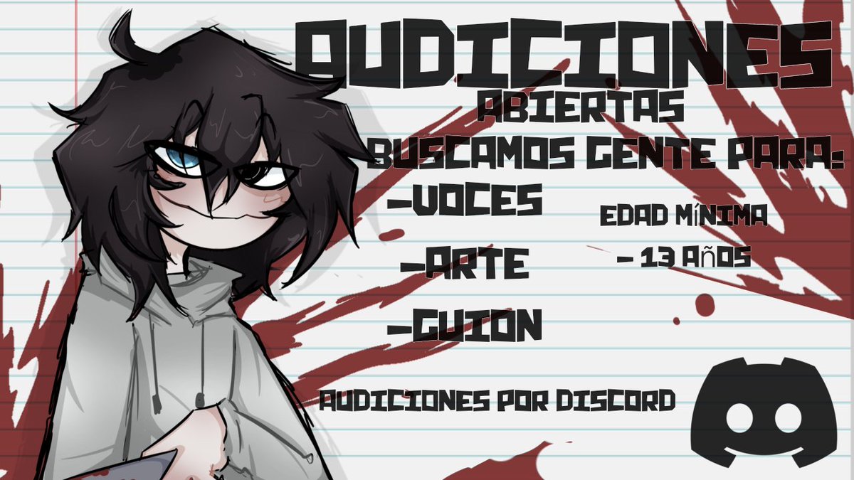 ¡BLOODWOOD HS TIENE AUDICIONES ABIERTAS! ¿QUE ESPERAS PARA AUDICIONAR O CONOCES A TUS CREPPYS FAVORITOS? ANIMO!! 

discord.gg/2eDPht9j

#FHS #FNAFHS #BLOODWOODHD #BWHS #Fhs #Creppypasta #Jeffthekiller