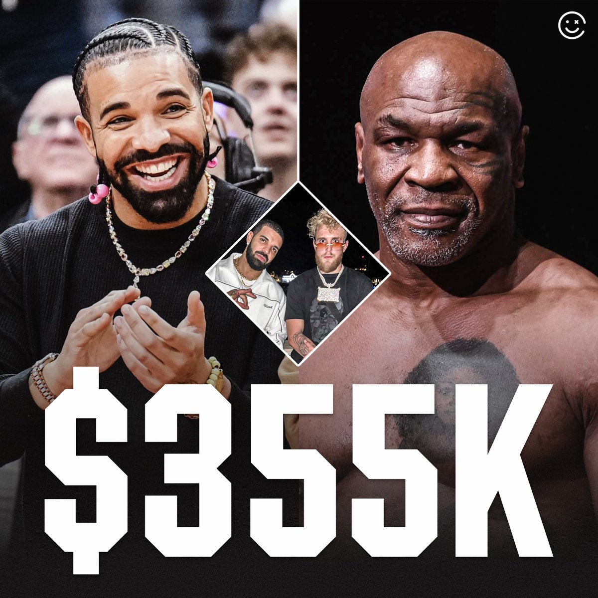 HappyPunch's tweet image. Drake just put $355,000 on Mike Tyson to beat Jake Paul tonight 🙃