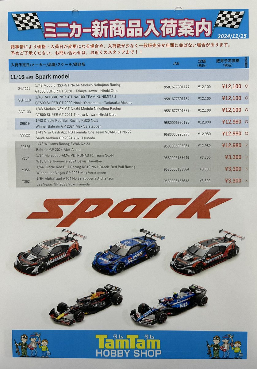 ミニカー】#spark 新製品 1/43 Modulo NSX-GT No.64 Modulo Nakajima