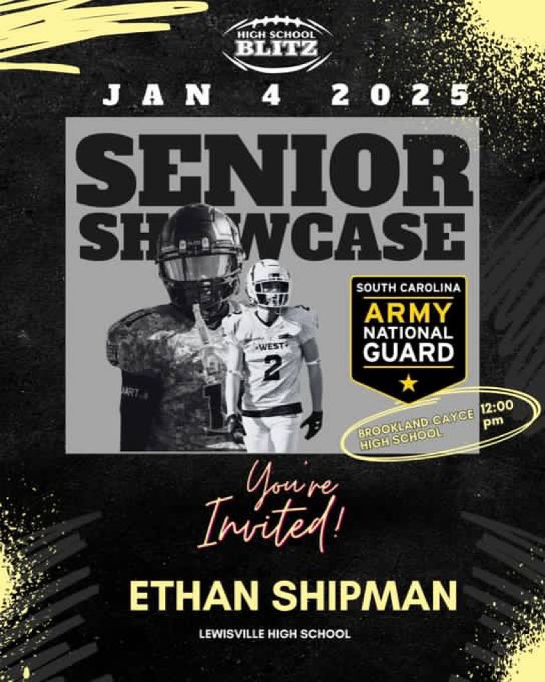 Ethan Shipman ‘25 OL (@ethanshipman3) on Twitter photo Blessed to be invited to the <a href="/HighSchoolBlitz/">High School Blitz</a> senior showcase
<a href="/trent_usher/">Trent Usher</a> <a href="/coachdenio/">CJ Denio</a> <a href="/Alstevis/">Coach Squirewell</a> <a href="/LionsLewisvill1/">Lewisville Lions Football</a> Blessed to be invited to the <a href="/HighSchoolBlitz/">High School Blitz</a> senior showcase
<a href="/trent_usher/">Trent Usher</a> <a href="/coachdenio/">CJ Denio</a> <a href="/Alstevis/">Coach Squirewell</a> <a href="/LionsLewisvill1/">Lewisville Lions Football</a>