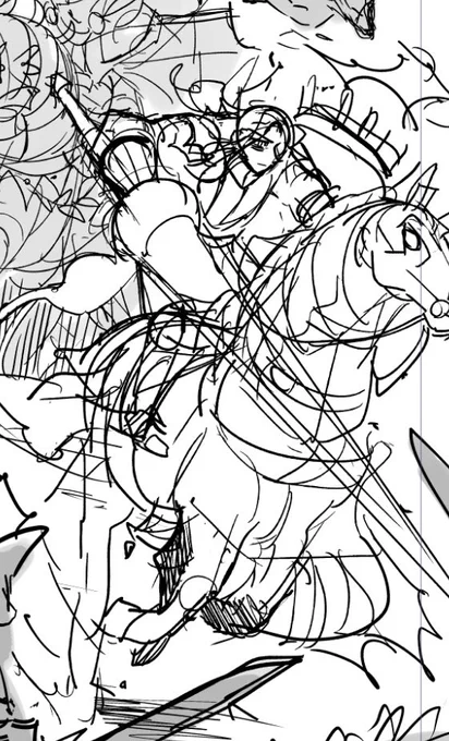 しんちょくはウマを描いたりアローレインかいたりしてた 
