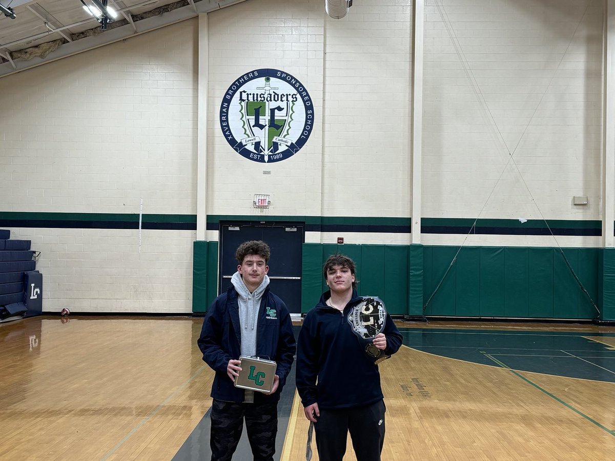 Sr Capt Zack Gosselin earns the LC Title and So. Jimmy McGonigle takes home the lunch pail in tonights win vs Minuteman.