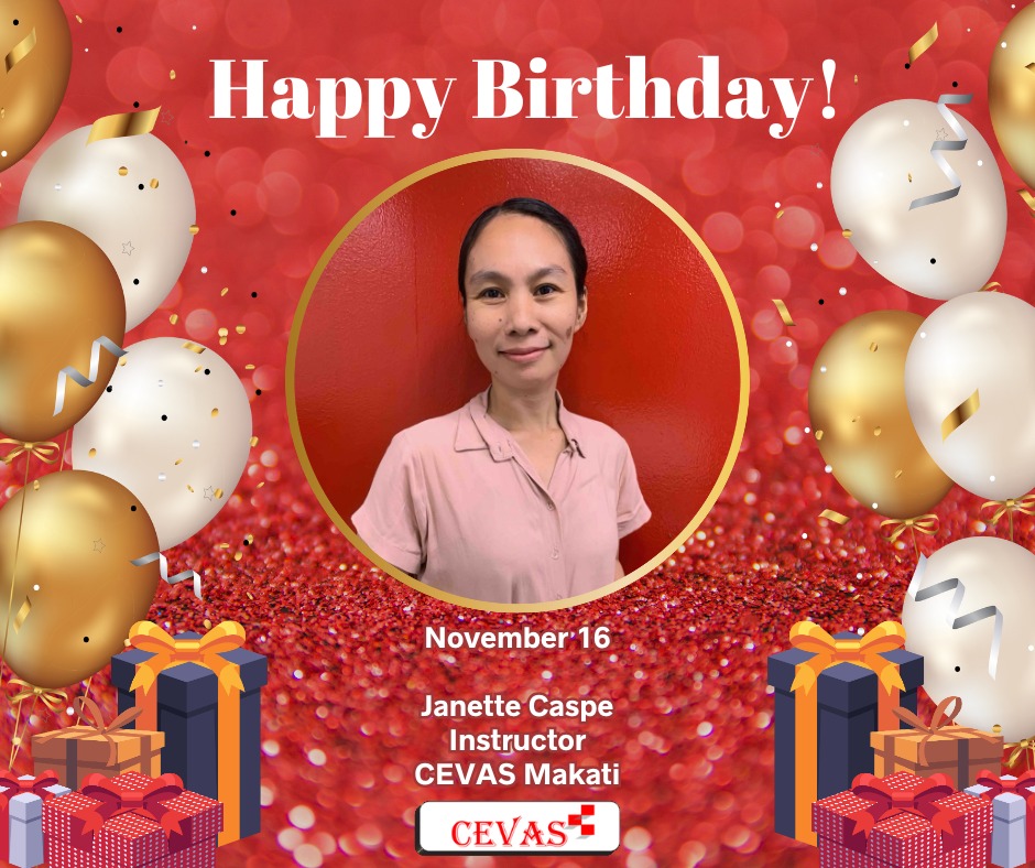 cevasph's tweet photo. Happy Birthday to one of our CEVAS Makati Instructors, Ms. Janette Caspe! Your hard work, dedication, and passion for your job are truly inspiring. https://t.co/Hhdh040kXd
