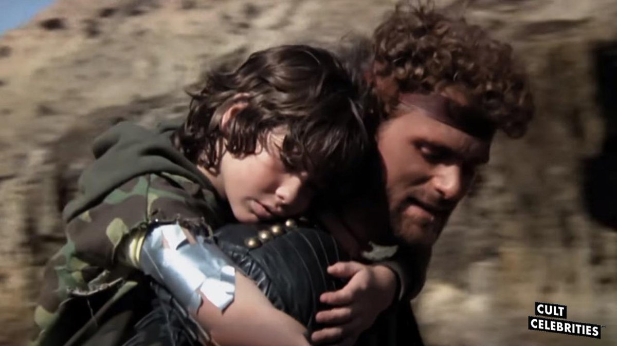 GandgTheater's tweet photo. Is there anything duct tape can't fix? In #ExterminatorsOfTheYear300 Alien reattaches a kid's arm with it. Stick with us at https://t.co/Xz2NTTDA2v or any podcast app under Golan-Globus Theater for a complete breakdown of this Italian Mad Max rip-off. https://t.co/qiqBNShMSr