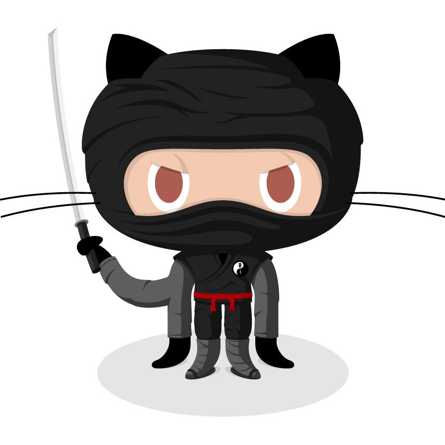 The #octocat is multitasking; sometimes it's a cat, sometimes it's an assassin.

meow