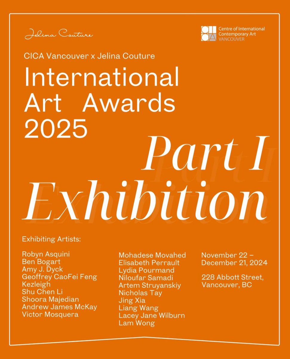 ajmckaystudio's tweet photo. Showing a picture in Vancouver later this month for the CICA X Jelina Couture International Art Awards 2025.

Opens a week from today and runs 22 November to 21 December, with a reception on the 22nd from 5-8PM. RSVP through the CICA website!

https://t.co/FMmPFKKzRR https://t.co/Inrm9CkeOK