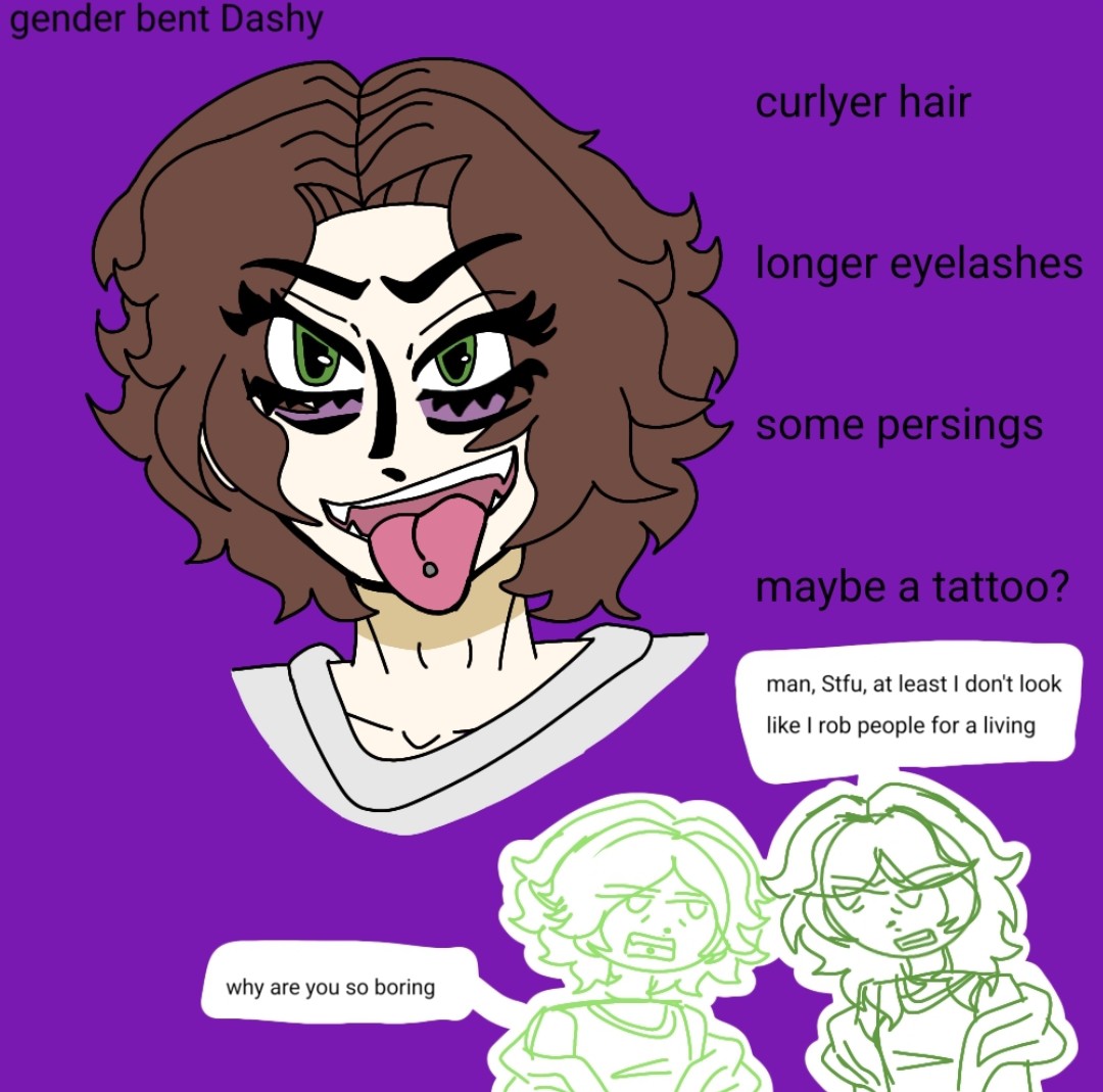 Dashy2ndAC's tweet photo. Gender bent dashy and then a drawing of my persona with a different hairstyle.

#persona #digitalart #traditionalart 

@Thompso2Kayleen https://t.co/treVZIiFDo