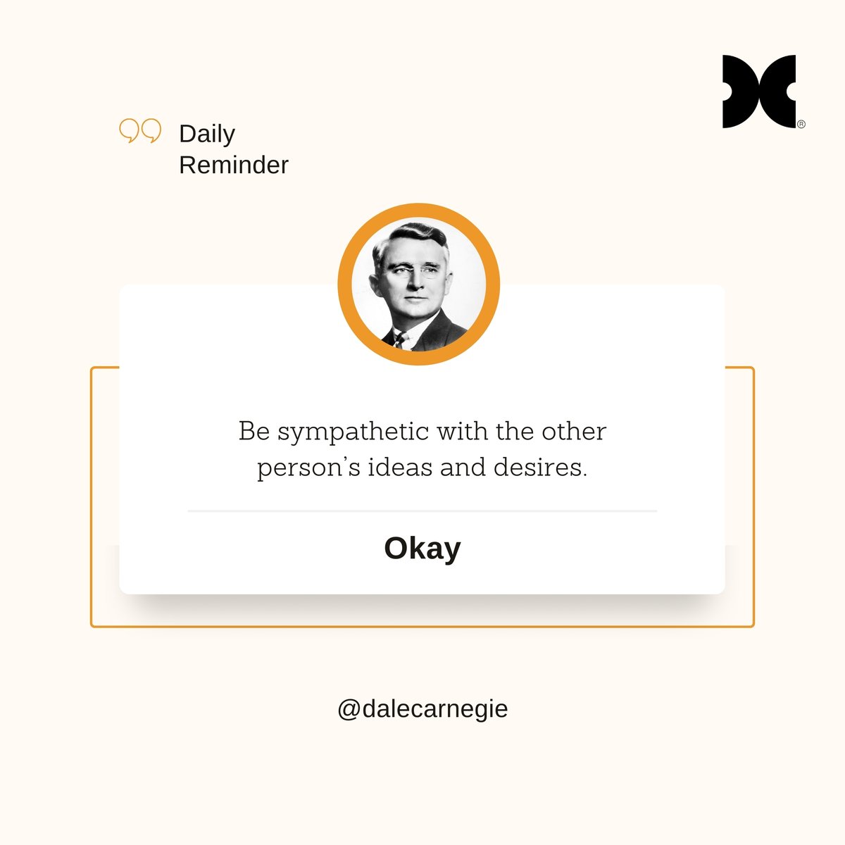 dcarnegieSD's tweet photo. Happy Friday! A reminder from Dale Carnegie: “Be sympathetic with the other person’s ideas and desires.” Showing empathy and understanding builds trust and makes for a stronger, more connected team. Let’s wrap up the week with kindness! 

➡️ https://t.co/89umUAW0pk https://t.co/o9kAShIEAQ