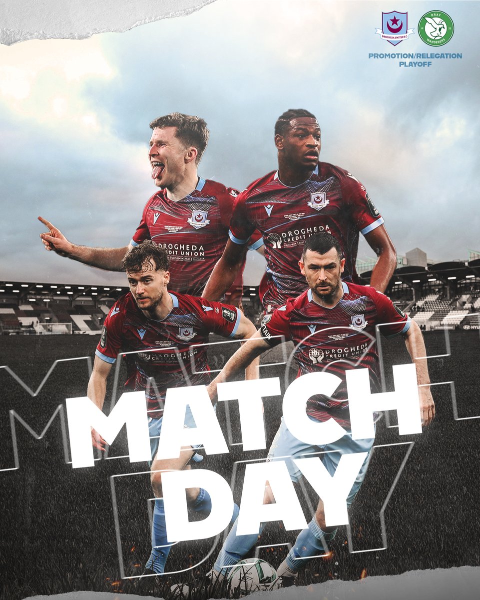 DroghedaUnited's tweet photo. 𝐌𝐀𝐓𝐂𝐇𝐃𝐀𝐘

🆚 Bray Wanderers
🏆 Promotion / Relegation Play-Off
📍 Tallaght Stadium
⏰ 2pm
🎟️ https://t.co/RHq8pxOfLh (Online Only!)
📺 Virgin Media Two
📻 https://t.co/eAZPrC7Kbh

🟣🔵 #WeAreDrogs | #OurTownOurClub https://t.co/qaHc8JJpqw