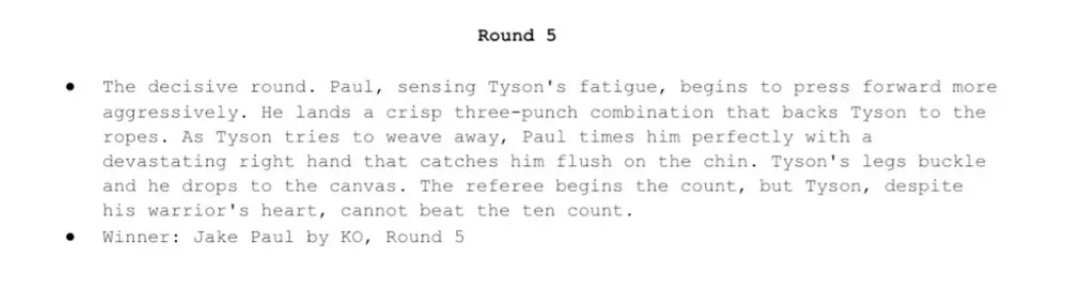 Samzworld07's tweet photo. Jake just said he was aiming to finish him round 5. what did that script say 
#JakePaulMikeTyson #jakepaulvsmiketyson #MikeTysonvsJakePaul https://t.co/BRsQDxxQd2