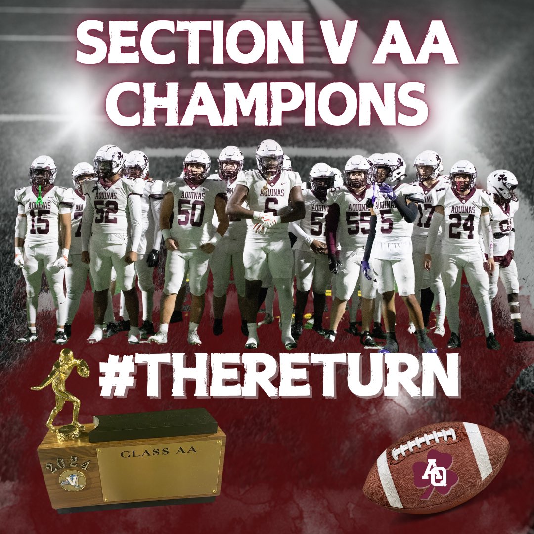 AQ WINS - AQ 48 - RH 14!  Let me introduce you to the SECTION V CLASS AA CHAMPIONS!!!  Way to go boys!!!  #AQProud #TheReturn ☘️🏈

<a href="/CoachJacksonAQ/">Maurice Jackson</a> <a href="/AQ__Athletics/">Aquinas Athletics</a> <a href="/AQPrincipal/">AQPrincipal</a> <a href="/DaveEustis/">Dave Eustis</a> <a href="/PrimetimeBall_/">Primetime585⭕️</a> <a href="/SecVFootball/">Section V Football</a> <a href="/jjDandC/">James A. Johnson</a> <a href="/AJFeldmanTV/">AJ Feldman</a> <a href="/MarquelSports/">Marquel Slaughter</a>