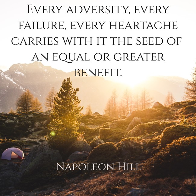 Life has a way of teaching us through challenges. Every setback we face, is an opportunity in disguise. Napoleon Hill’s words remind us that adversity is not the end. Take a  moment to reflect on how life’s difficulties have shaped your purpose. 🌱💬  

#ResilienceInAction