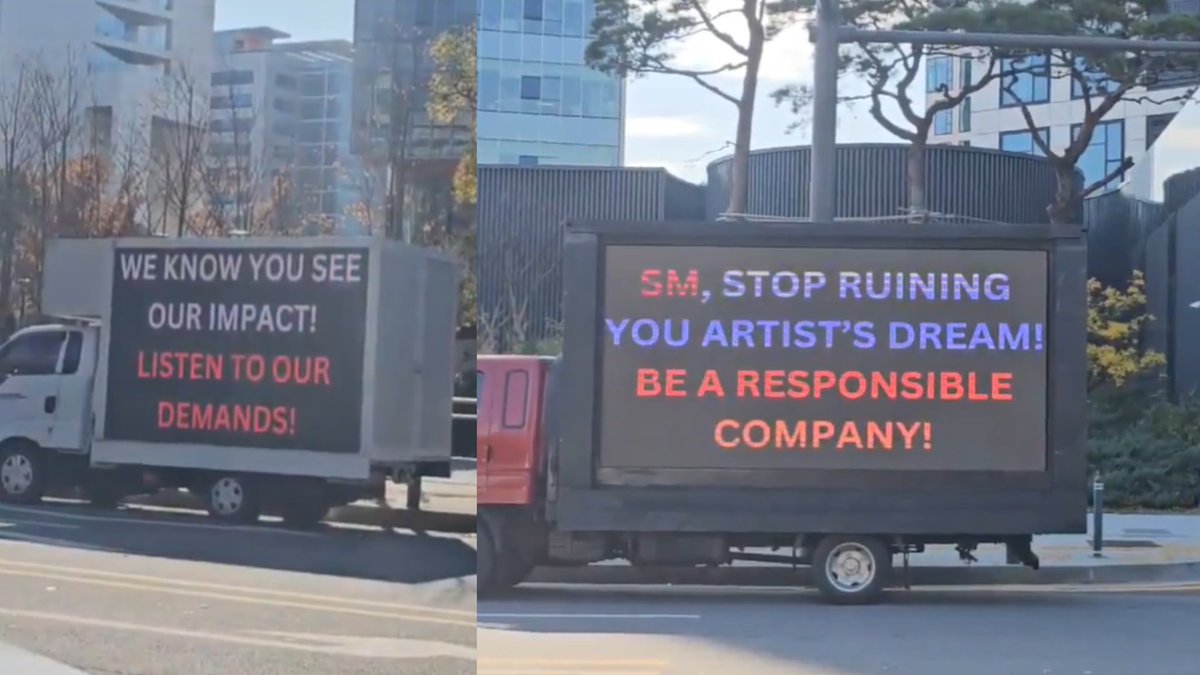 riizehq's tweet photo. One more time our trucks arrived at SM! 

We will keep making our message clear, we are the majority, we are the strongest part and SM knows it!

WE WANT SEUNGHAN BACK TO RII7E
#THEBOYCOTTCONTINUES
#RII7EISSEVEN
#BOYCOTTSM
#BRINGSEUNGHANBACKTORII7E https://t.co/i14KrS8EE4