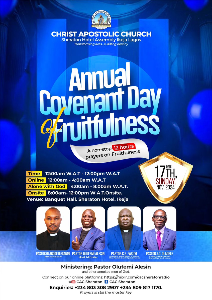 cacsheraton's tweet photo. Fruitfulness is a command from God to all after creation. Genesis 1:28. 

But beyond Fruitfulness, your fruits must abide, it must not be withered, it must not be sour and you must eat out of it.

Date: Tomorrow, Sunday November 17, 2024. https://t.co/4d8BVqirGL