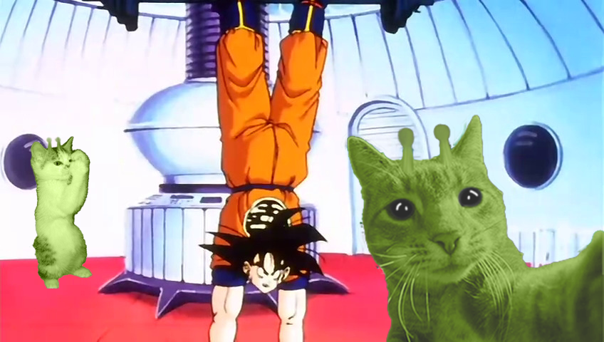 I wanted to channel my inner Mike Tyson, so my glorp buddy and I hit the training room aboard our spaceship. That’s when we met this hardcore guy who trains like a beast. He said he’s a Saiyan, but I think his name was… Glorpku? Or something like that