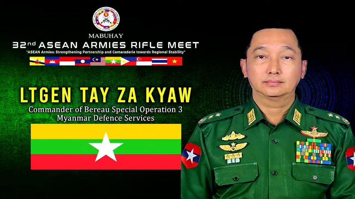 Jatosint's tweet photo. Myanmar Army contingent during the opening ceremony of ASEAN Armies Rifle Meet #AARM 2024 in Camp O’Donnell, Capas, Tarlac 🇵🇭 (14/11)
📸Philippine Army https://t.co/ohggdhEiwv
