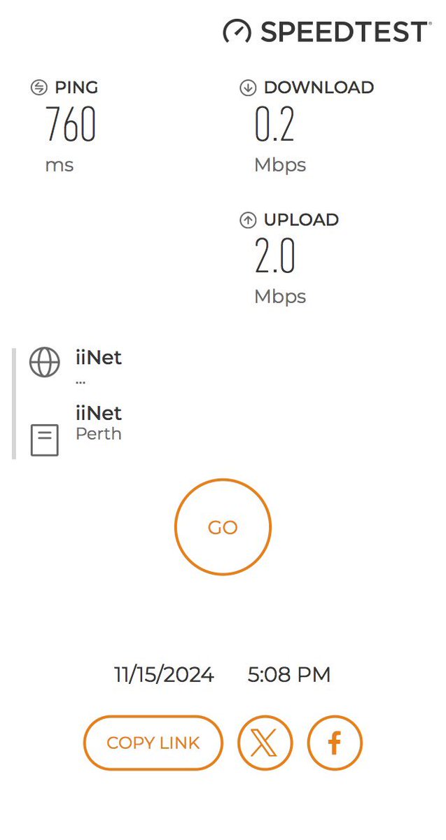 BCWAU's tweet image. After 8 days of high latency and very poor data rates it is obvious the @iiNet and @OpticommAU cannot fix their issues. Now it’s time to find a new ISP. Looking at you @Pentanet_ISP 👀.