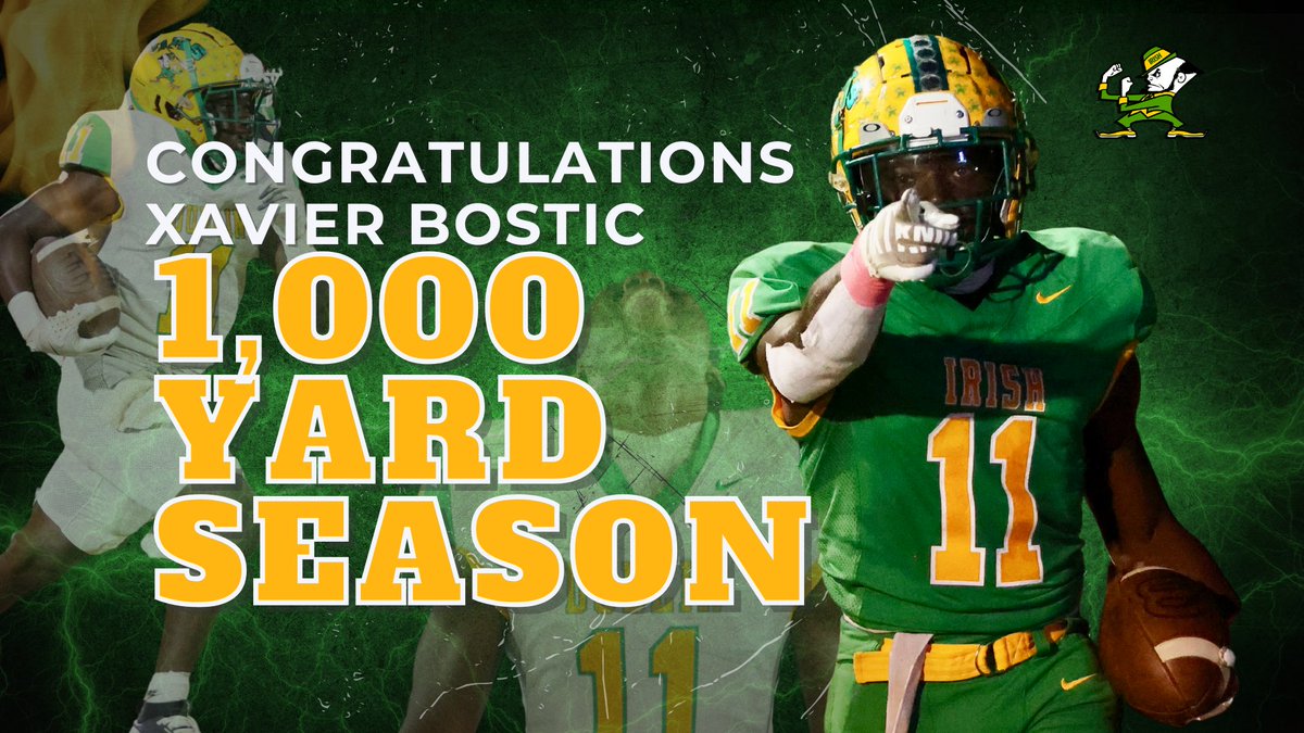 dcsirish's tweet photo. Congratulations to Xavier Bostic and Willie Batts on passing the 1,000-yard mark for the 2024 season! #tradition #GoIrish #runtheball ☘️🏈
@OfficialGHSA @GPBsports https://t.co/aJdvRNKrO0