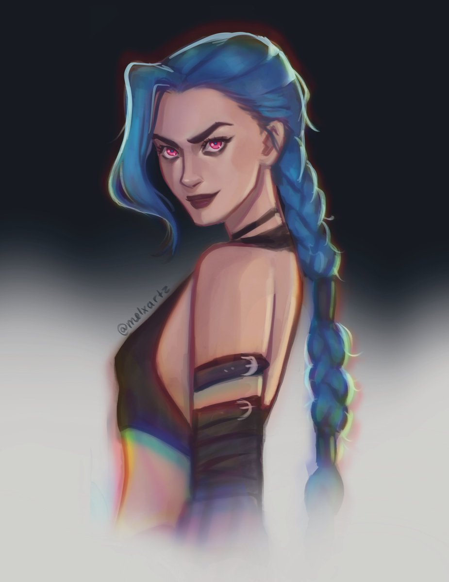 artzxmel's tweet photo. Couldn’t not draw her! 💣⚡️@arcaneshow 

Added a bit of 🩷 in center of eyes to show there’s a bit of Jinx in Powder. Also added a bit of 💙 to show there’s still a bit of Powder left inside Jinx.

#arcaneshow #jinx #jinxarcane #League_of_Legends #Arcane2 #arcanejinx #digitalart https://t.co/NR9u1e1Cty
