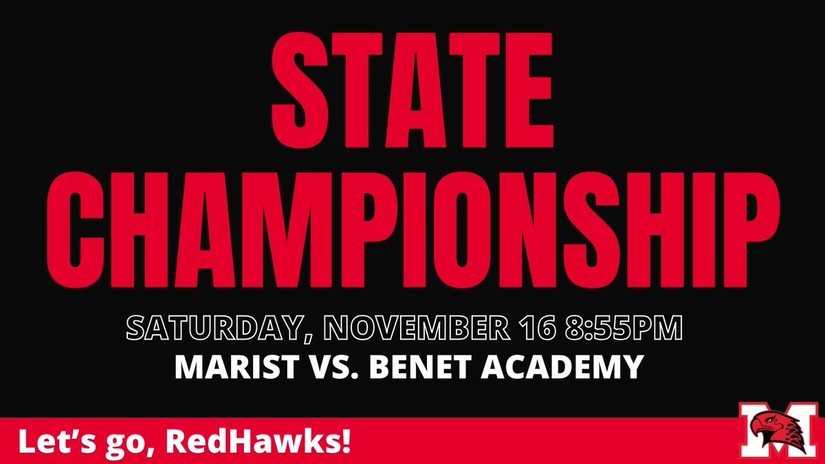 Let's go RedHawks! After an impressive win in the semifinals today, Marist Girls' Volleyball takes on Benet Academy for the State Championship title tomorrow at 8:55pm (approx) More info here: hubs.la/Q02YrPXw0