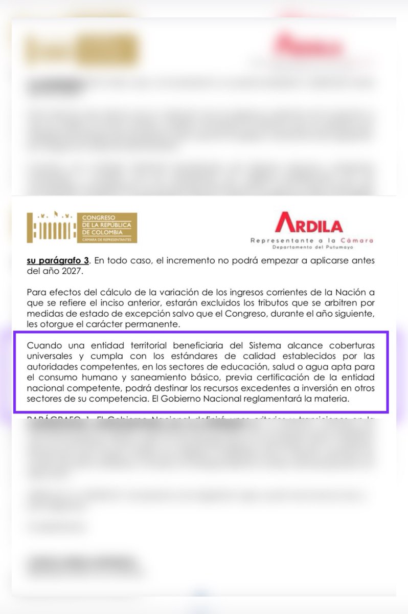 tamaraargote's tweet photo. Con preocupación estudiamos la ponencia para séptimo debate en comision I de @CamaraColombia del PAL 018/2024 que modifica el SGP.

La ponencia en estudio, plantea modificaciones al texto definido en sexto debate en Senado que pondrían en ⚠️ riesgo los difíciles avances logrados en garantías en educación y salud, al estimar sin definiciones concretas y dejando a criterios muy subjetivos de los gobernantes que…:

⁉️‼️“cuando una entidad territorial beneficiaria del Sistema ALCANCE 🤔
COBERTURAS UNIVERSALES y
CUMPLA 🤔 con los ESTÁNDARES🤔 de CALIDAD🤔 establecidos por las autoridades competentes🙄, EN los
sectores de EDUCACIÓN , SALUD o AGUA apta para el consumo humano y
saneamiento básico, previa certificación de la entidad nacional
competente, PODRÁ DESTINAR🤯 los recursos EXEDENTES🤔 a inversión
en OTROS SECTORES🤯 de su competencia.⁉️‼️

😧 😨 😫 💰💰💰💰💰💰😧😨😫