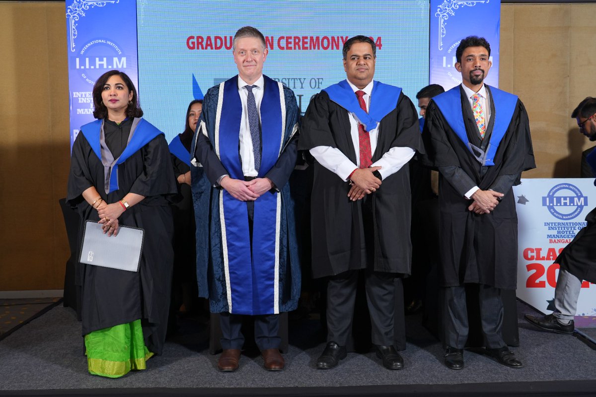 chandruiyer's tweet photo. It was a pleasure to join the #Convocation ceremony of the 2024 batch of #hospitality #Management graduates having completed their dual degree program run jointly by @IIHMBangalore &amp; @UniWestLondon. Another wonderful example of 🇮🇳 🇬🇧 academic collaboration. #LivingBridge https://t.co/icpTqGX2Dd