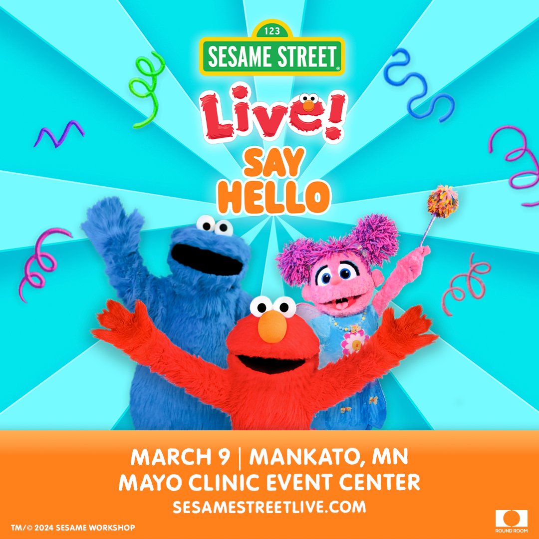 Mayo Clinic Health System Event Center (@mchseventcenter) on Twitter photo JUST ANNOUNCED!
<a href="/SesameStLive/">Sesame Street Live!</a> Say Hello! is coming to the <a href="/MCHSEventCenter/">Mayo Clinic Health System Event Center</a> in Mankato on Sunday, March 9, 2025!
Pre-sale: Wed, 11/20 at 10am - Thurs. 11/21 at 10pm | On sale: Fri, 11/22 10am
More info: bit.ly/4esQO0t JUST ANNOUNCED!
<a href="/SesameStLive/">Sesame Street Live!</a> Say Hello! is coming to the <a href="/MCHSEventCenter/">Mayo Clinic Health System Event Center</a> in Mankato on Sunday, March 9, 2025!
Pre-sale: Wed, 11/20 at 10am - Thurs. 11/21 at 10pm | On sale: Fri, 11/22 10am
More info: bit.ly/4esQO0t