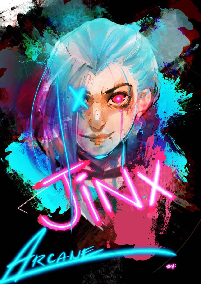 SaintrapA's tweet photo. Jinx fanart! On a roll now to finish backlogs! Hopefully not burning out anytime soon! #League_of_Legends #LeagueOfLegends #Arcane2  #arcane  #jinx  #jinxarcane https://t.co/fUJWpLAOMj