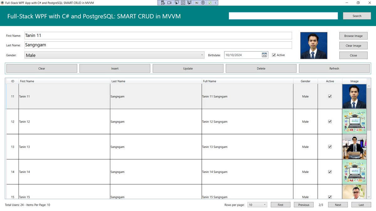 IBasskung's tweet image. Free XAML โปรเจกต์ C# WPF กับ PostgreSQL
🎉 สมาชิกเพจ (ที่สมัครสมาชิกตั้งแต่ 3 เดือนขึ้นไป) สามารถ Download Project นี้ได้ในกลุ่มปิดครับ

#PostgreSQL 
#MVVMPattern
#CSharpProgramming
#WPFDevelopment
#ResponsiveUI
#WPFDataGrid
#WPFPagination
#DesktopAppDevelopment