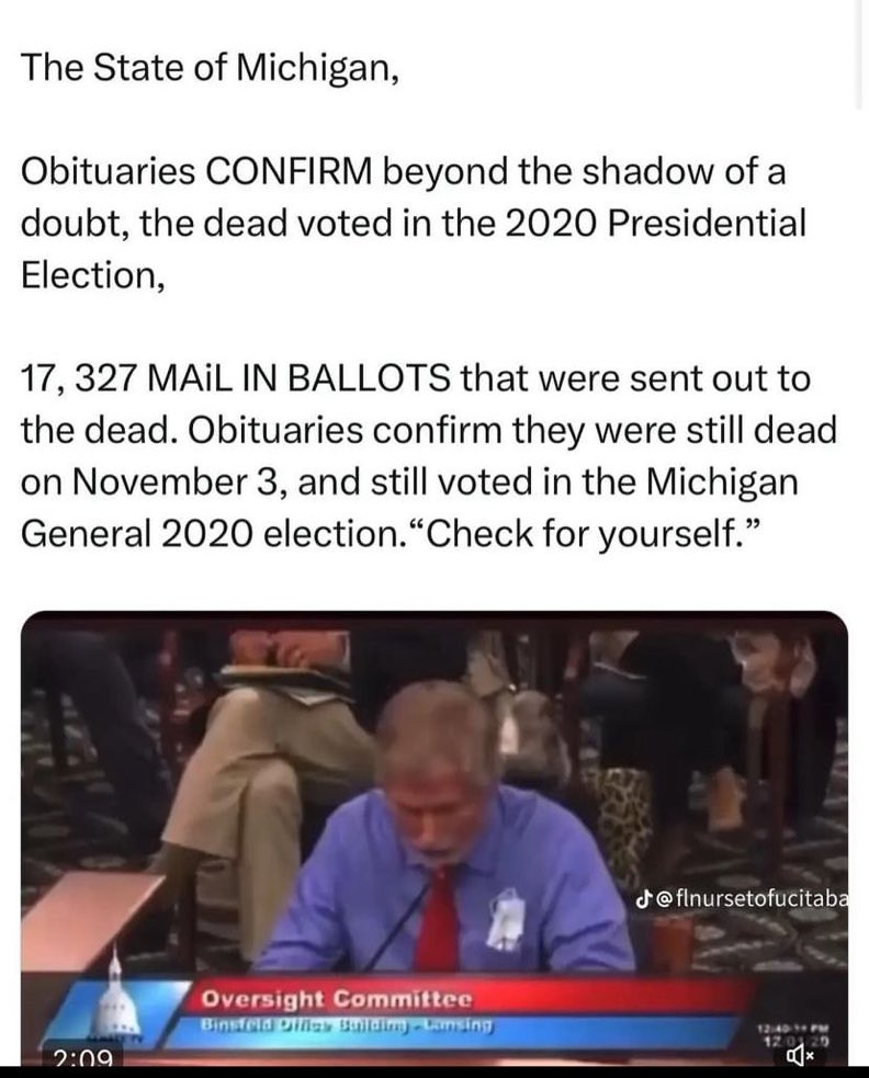 Obituaries Confirm beyond a Shadow of a Doubt that dead people Voted in 2020.