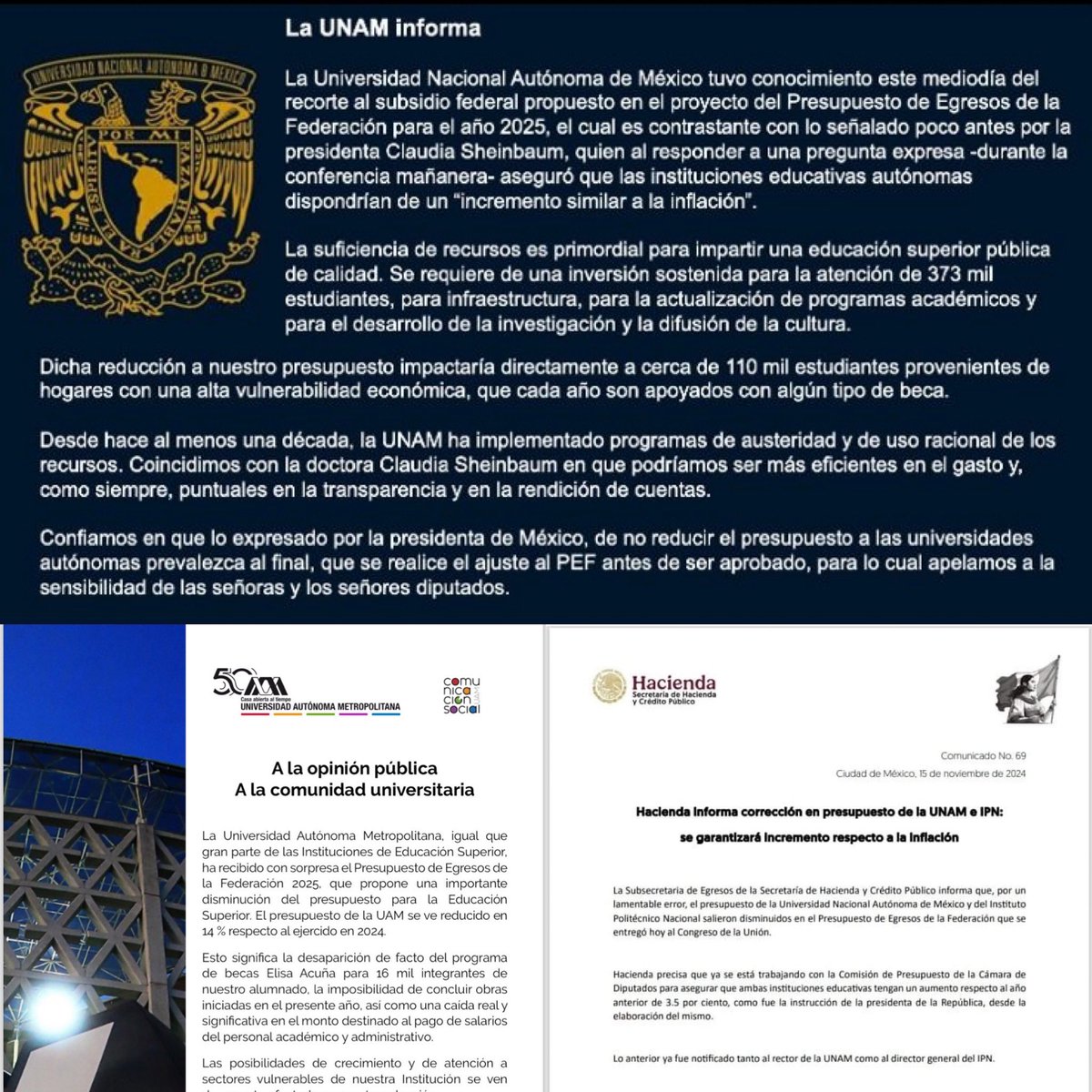 lvarezbanderas's tweet photo. En la @UMSNH_Oficial nos sentimos relegados de esta “corrección”, pido en nombre de mi Alma Mater se rectifique la disminución presupuestaria @Claudiashein @hacienda_mx @Mx_Diputados @SEP_mx 🙏🏼 https://t.co/CfxwbuGZ9t