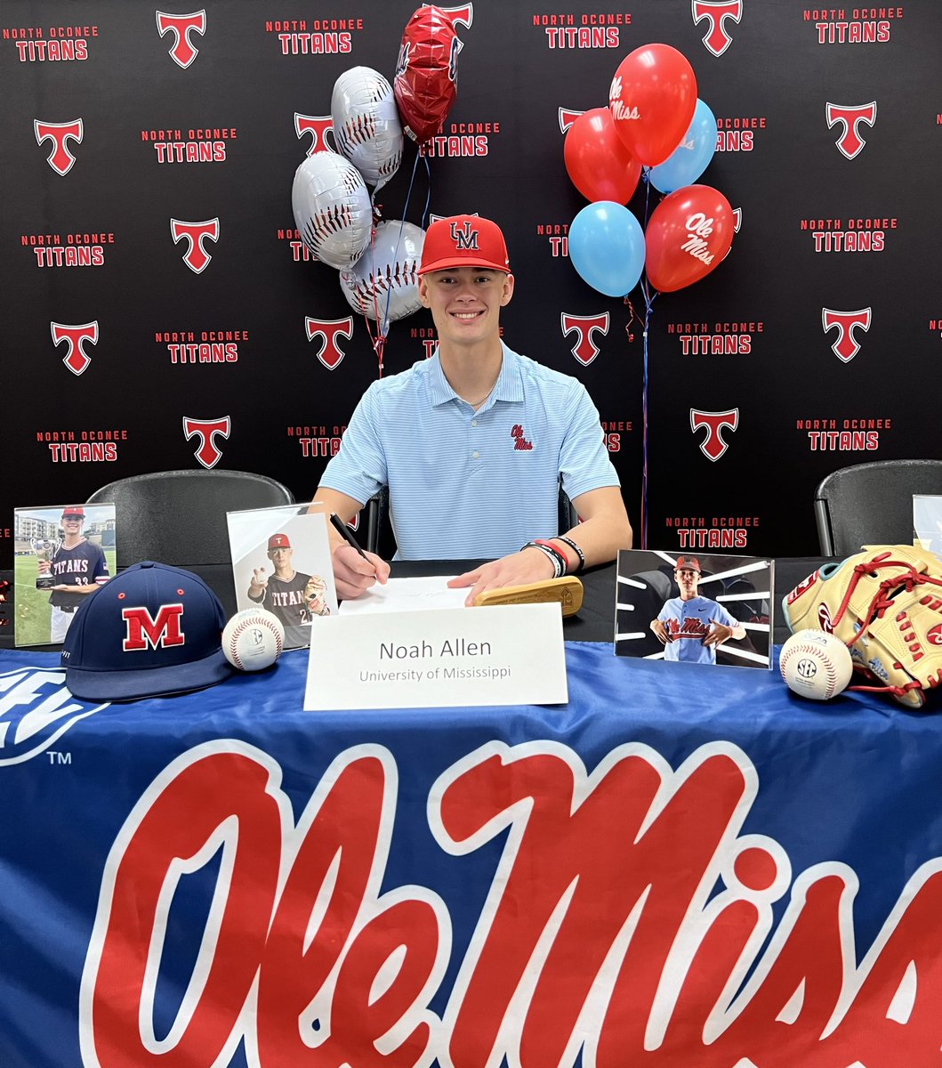 North Oconee Titans Baseball (@northoconeebase) on Twitter photo Congrats to <a href="/NoahAllen77/">Noah Allen</a> for signing with <a href="/OleMissBSB/">Ole Miss Baseball</a> this week. Looking forward to seeing him toe the rubber this spring! Congrats to <a href="/NoahAllen77/">Noah Allen</a> for signing with <a href="/OleMissBSB/">Ole Miss Baseball</a> this week. Looking forward to seeing him toe the rubber this spring!