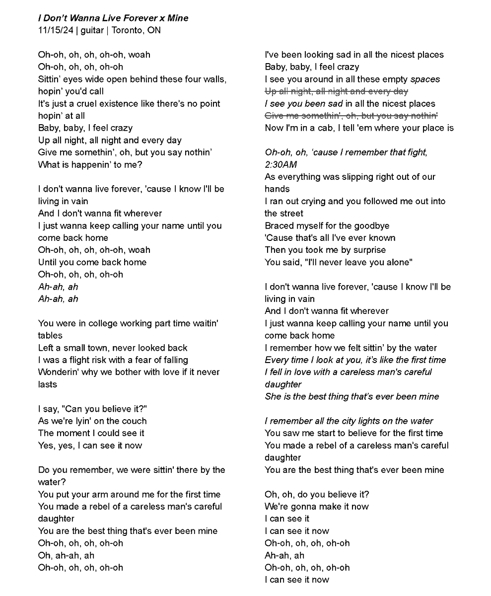 subrbnlegnds's tweet photo. idwlf x mine uhh the note changes? the seamless flawless blend between songs? THESE LYRICS? i'm sick. https://t.co/6byvC6LSmQ