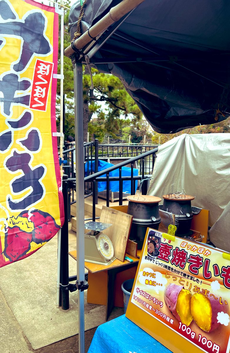 CHarmonyChiba's tweet photo. 本日は、通常営業しております。今月から焼き芋始めました🍠笠間焼の壺焼き芋です。#千葉公園カフェハーモニー　#蓮華亭売店 https://t.co/wdIetIgoIV