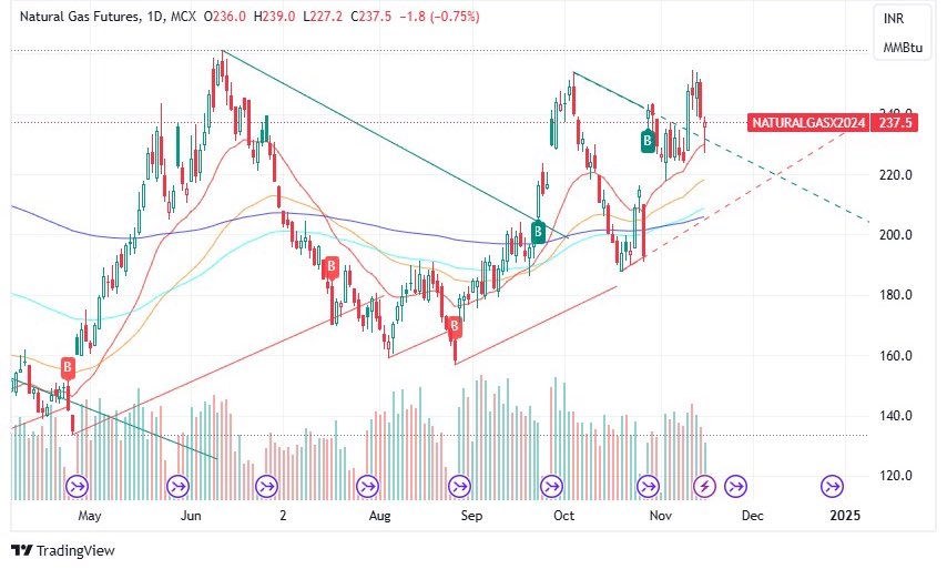 shilpajain1901's tweet image. #Naturalgas cmp 237 supports 219 
Above 260/265 breakout use the dips 

After two years cross above 200 Ema on weekly will catch strength possible targets 276/303/360/405

#commodities #commodity #mcx #mcxtips #tradingtips #ng #dxy