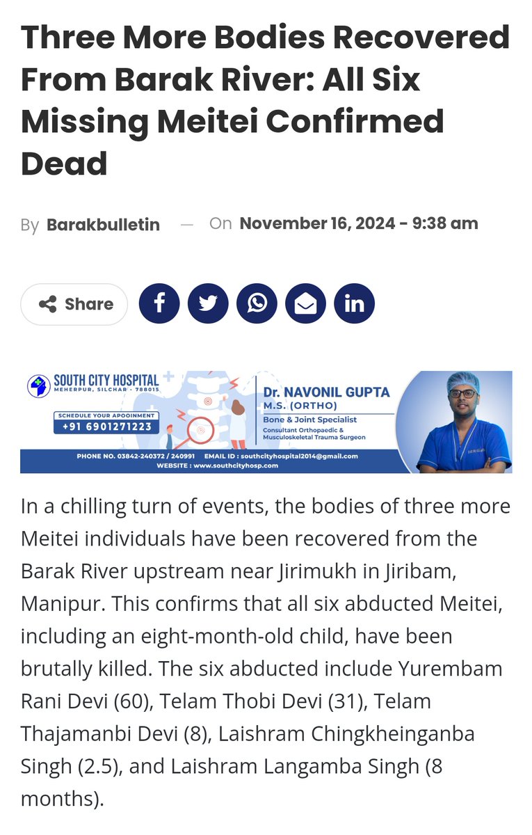 NEPerson8's tweet photo. 💔 All 3 women and 3 children including a 8 months old baby were murdered in cold blood? One woman was r@ped n murdered.?
All limits of brutality have crossed by such inhuman n insane cold blooded murder.
❗️ We DEMAND military and Police action now against those perpetrators and murderers. They shouldn't get away this time.
❗️Please don't break our confidence in Indian democracy and Govt. Our confidence are slowly fading away. Please TAKE actions to restore Meiteis confidence and trust on Indian Govt. establishment, and protect its citizen and territory from Foreign elements and their transnational activities.
❗️Dismantle Kuki terror groups and their separatist agenda. SoO must be ABROGATED now.
#AbrogateSoO
#KukiBabyKillers
#Justice4MeiteiHostages
#DeportillegalKukiImmigrants
@manipur_police @crpfindia @HMOIndia @official_dgar @BSF_India @CBIHeadquarters @NIA_India @MumbaichaDon @AbhijitChavda @PrinceArihan @ramindesai @BabaKPS86 @brand_shweta @PoknaphamNews @ImphalFreePress @ImphalTimes @Nagaland_Post @assamtribuneoff @NELiveTV @IndiaTodayNE @EastMojo @vijaita @htTweets @BabaKPS86 @RebellionArtis9 @the_hindu