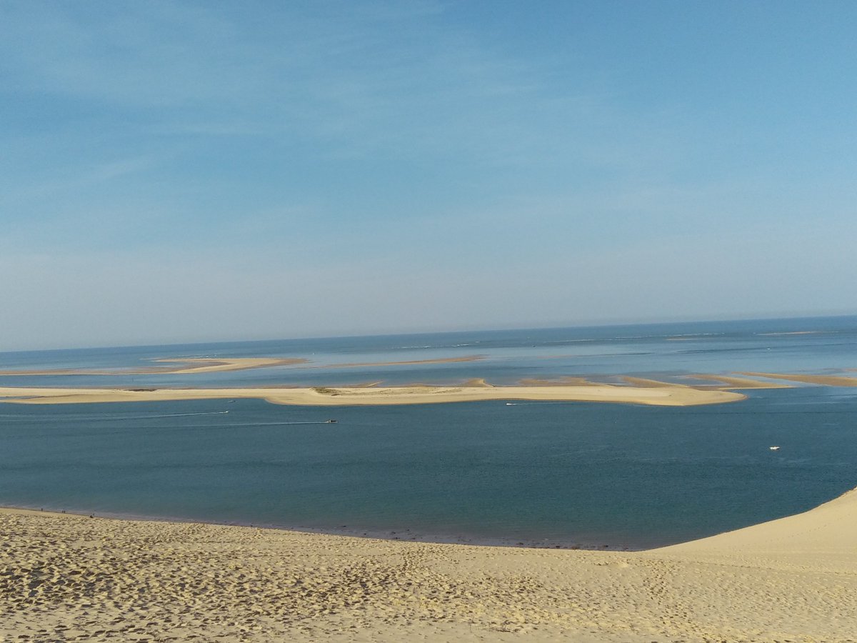 En face la réserve nationale naturelle du banc <a href="/RnnArguin/">Arguin RNN</a> 
A droite le Cap Ferret et plage Mimbeau 
A gauche les arbres brûlés du Petit Nice...
😢