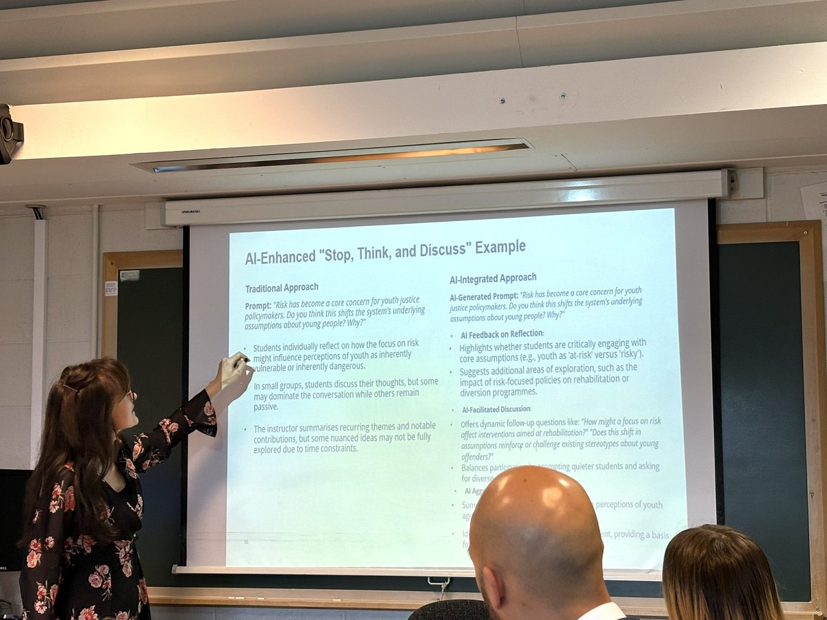 <a href="/law_IALT/">IALT</a> Conference, Etain Quigley <a href="/MaynoothUni/">Maynooth University</a> referencing Habermas while explaining she has used AI to enhance her Socratic method - ‘Stop, Think &amp; Discuss’