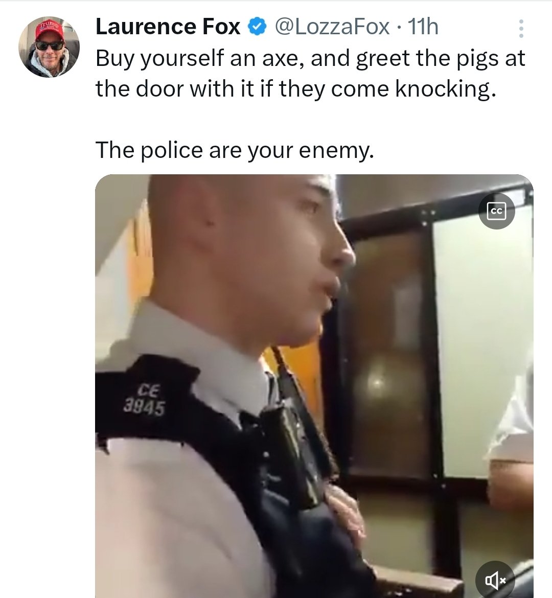 JerryHicksUnite's tweet photo. If this is genuine, isn't it gross incitement to violence against the police? @metpoliceuk ?#LozzaFox #incitement #police https://t.co/j8UnolsCpC
